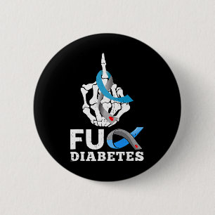 Skeleton Hand Fck Diabetes Blue Ribbon Awareness M 6 Cm Round Badge