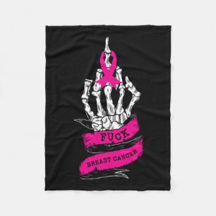 Skeleton Hand For Pink Funny Breast Cancer Awarene Fleece Blanket