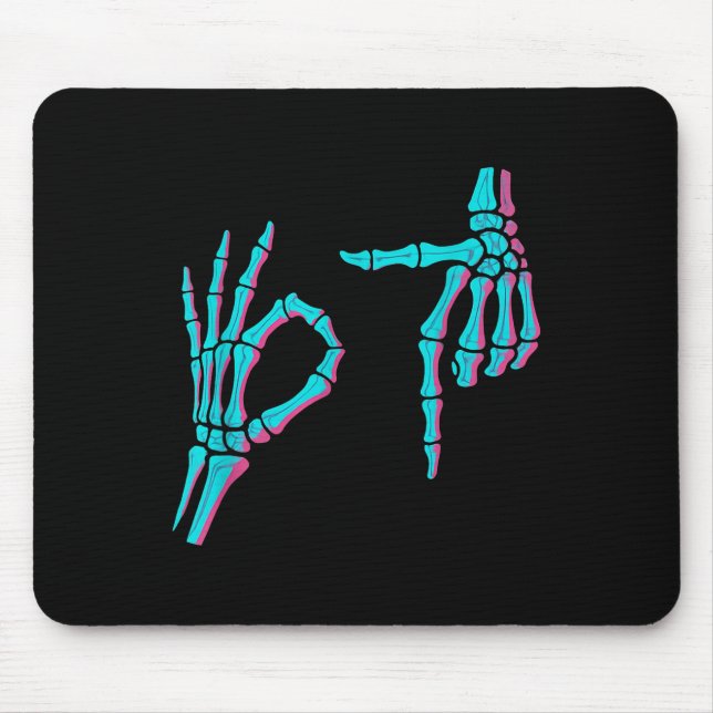 Skeleton Hand Funny Six Seven 6 7 Meme 67 Hallowee Mouse Pad (Front)
