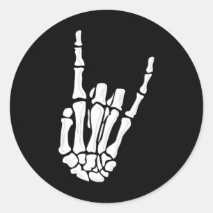 Skeleton Hand Gesture - Rock Skeleton Hand - Hallo Classic Round Sticker
