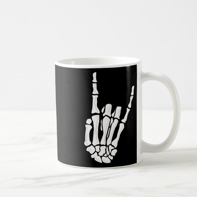 Skeleton Hand Gesture - Rock Skeleton Hand - Hallo Coffee Mug (Right)