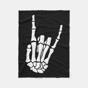 Skeleton Hand Gesture - Rock Skeleton Hand - Hallo Fleece Blanket