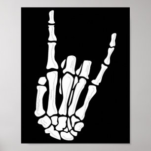 Skeleton Hand Gesture - Rock Skeleton Hand - Hallo Poster