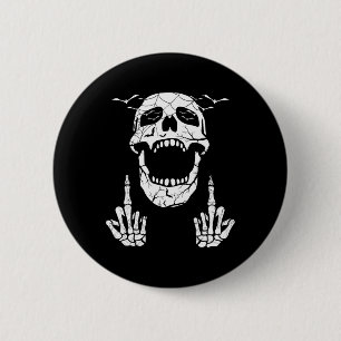 Skeleton Hand Halloween Bones Middle Finger Skull  6 Cm Round Badge