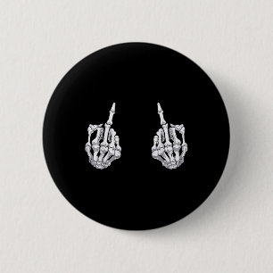 Skeleton Hand Halloween Bones Middle Finger Skull 6 Cm Round Badge