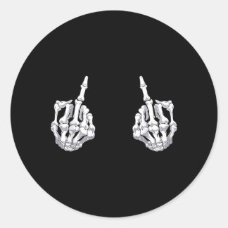 Skeleton Hand Halloween Bones Middle Finger Skull Classic Round Sticker