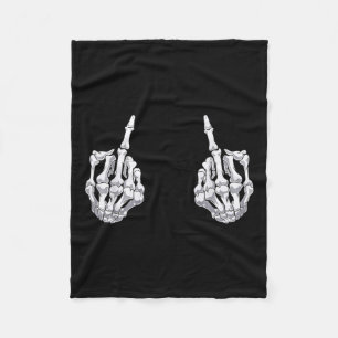 Skeleton Hand Halloween Bones Middle Finger Skull  Fleece Blanket