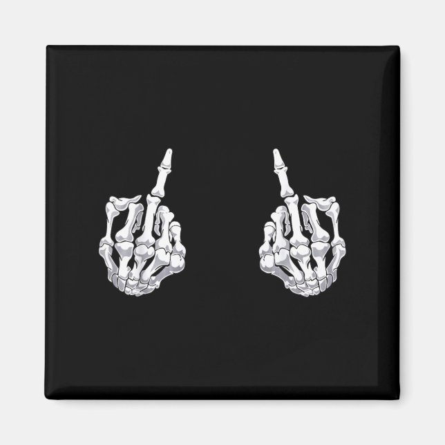 Skeleton Hand Halloween Bones Middle Finger Skull Magnet (Front)