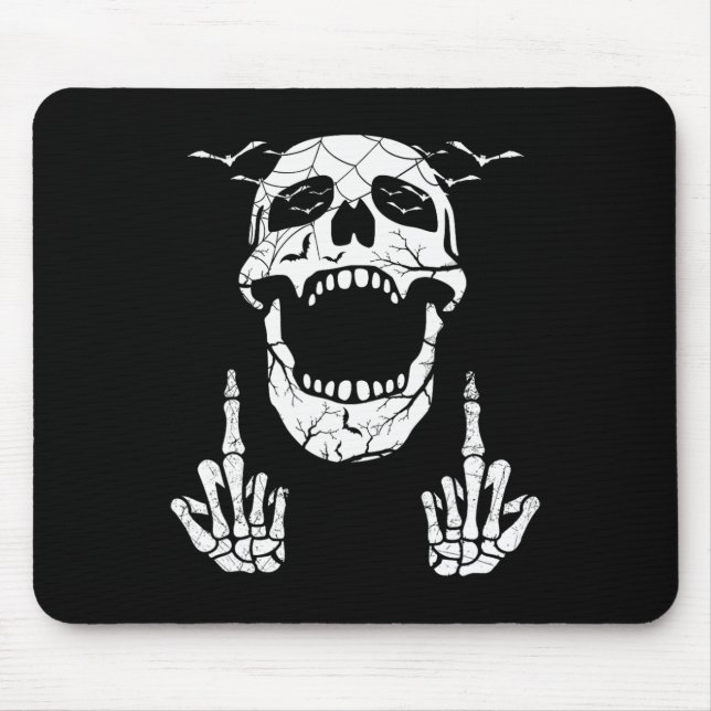 Skeleton Hand Halloween Bones Middle Finger Skull  Mouse Pad (Front)