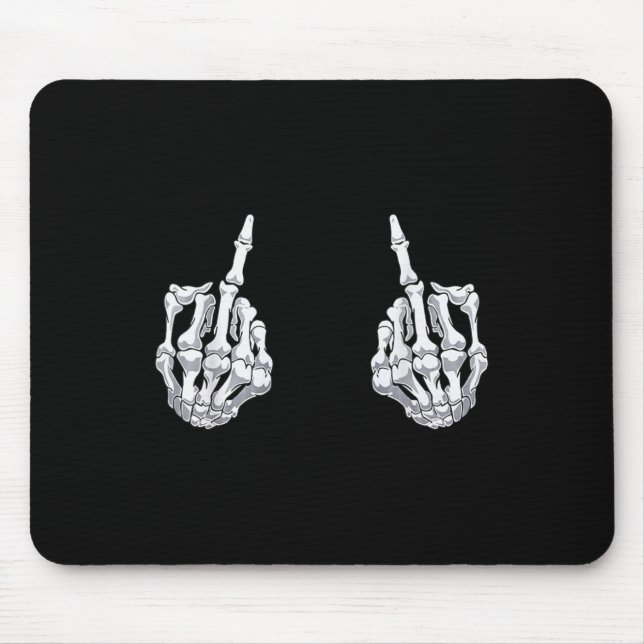 Skeleton Hand Halloween Bones Middle Finger Skull  Mouse Pad (Front)