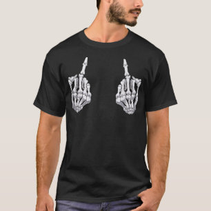 Skeleton Hand Halloween Bones Middle Finger Skull  T-Shirt