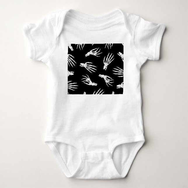 Skeleton hand: Halloween bones pattern. Baby Bodysuit (Front)