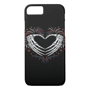 Skeleton Hand Heart 4th Of Usa Patriotic American iPhone 8/7 Case