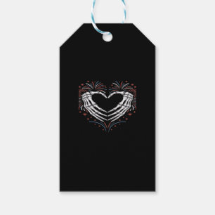 Skeleton Hand Heart 4th Of Usa Patriotic American Gift Tags