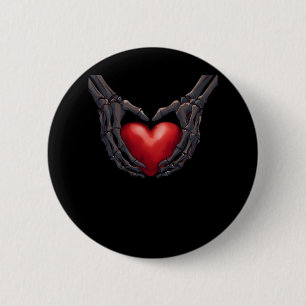 Skeleton Hand Heart 6 Cm Round Badge