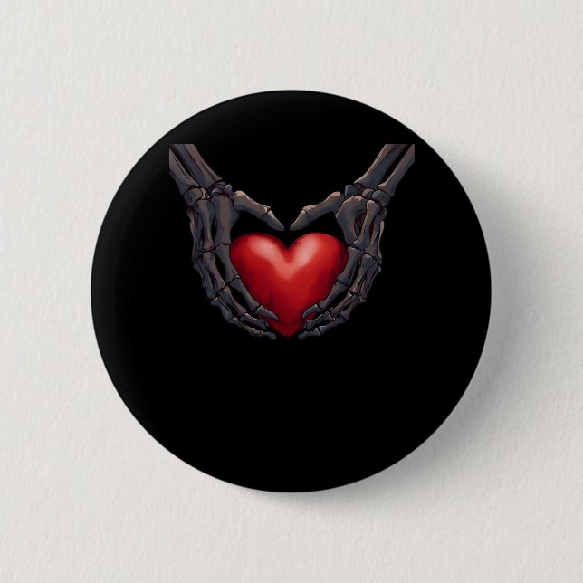 Skeleton Hand Heart 6 Cm Round Badge (Front)