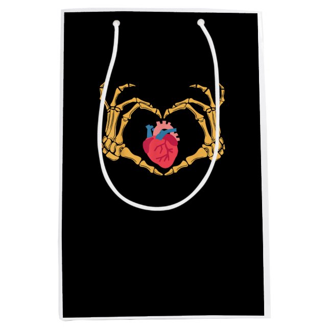 Skeleton Hand Heart Anatomy Cardiac Cvicu Nurse Ha Medium Gift Bag (Front)
