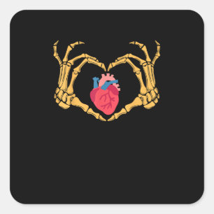 Skeleton Hand Heart Anatomy Cardiac Cvicu Nurse Ha Square Sticker