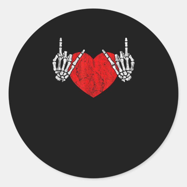 Skeleton Hand Heart And Roll, Valentines Halloween Classic Round Sticker (Front)