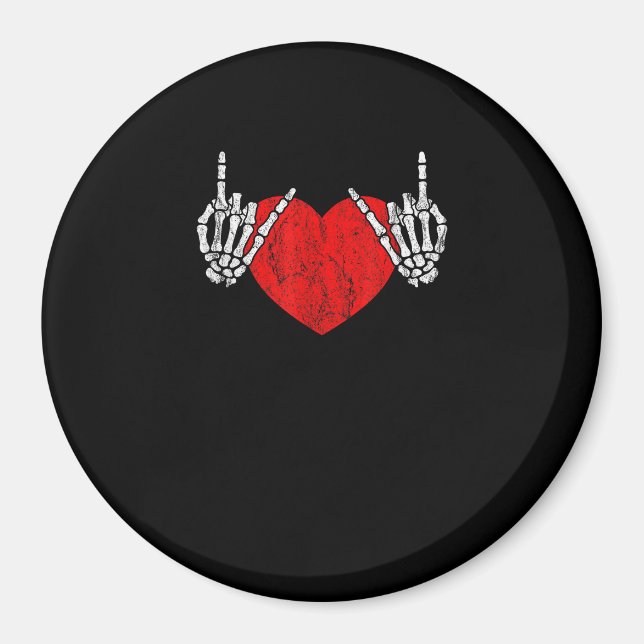 Skeleton Hand Heart And Roll, Valentines Halloween Magnet (Front)