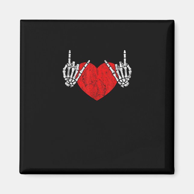 Skeleton Hand Heart And Roll, Valentines Halloween Magnet (Front)
