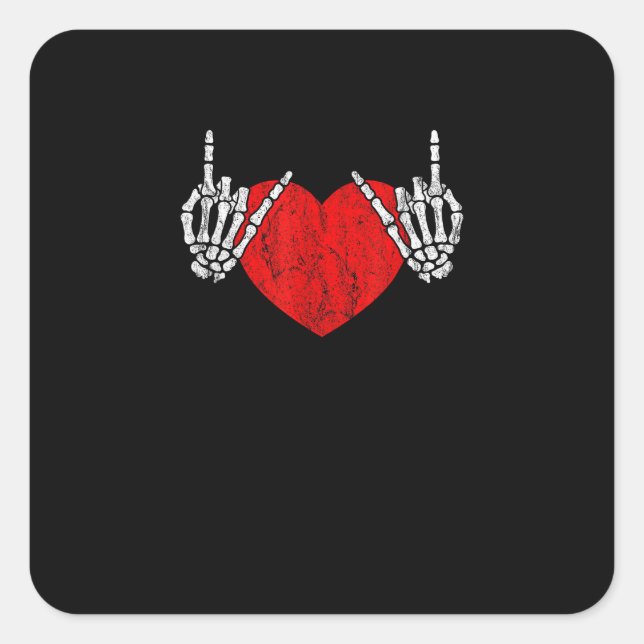 Skeleton Hand Heart And Roll, Valentines Halloween Square Sticker (Front)