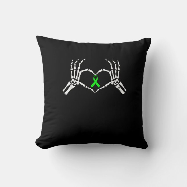 Skeleton Hand Heart Awareness Ribbon Cushion (Front)