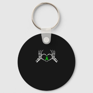 Skeleton Hand Heart Awareness Ribbon Key Ring