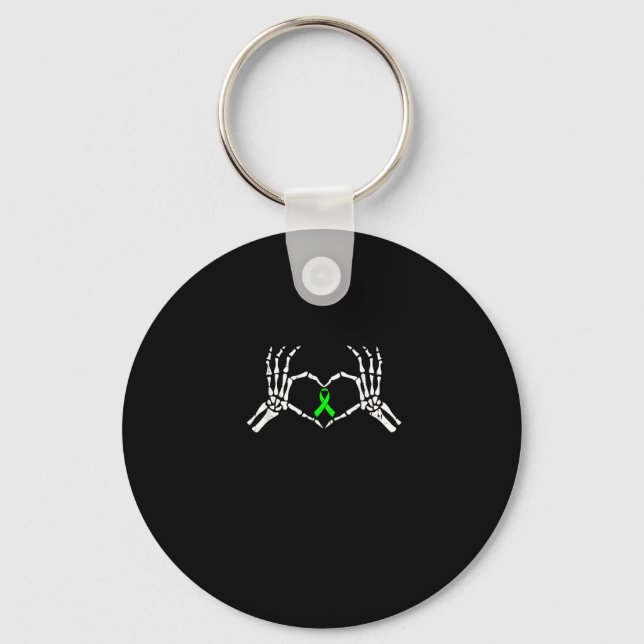 Skeleton Hand Heart Awareness Ribbon Key Ring (Front)