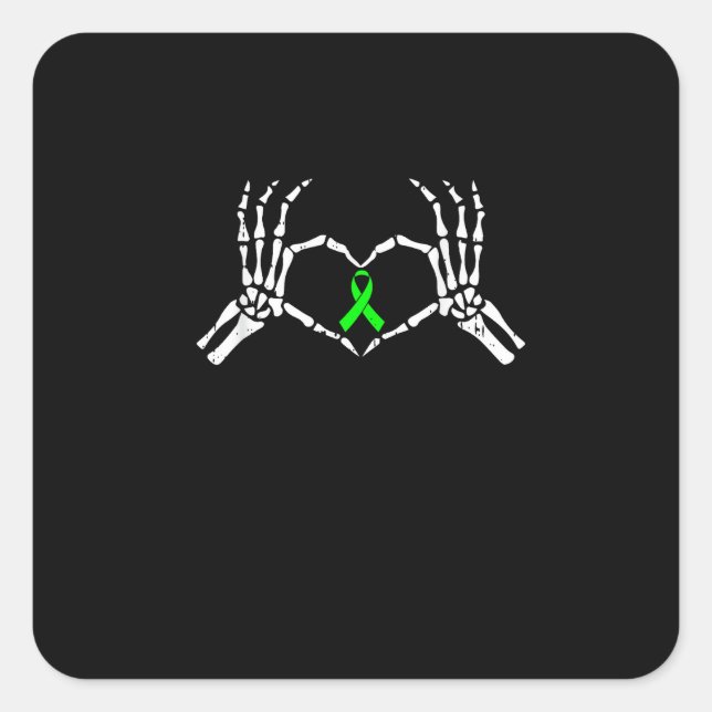 Skeleton Hand Heart Awareness Ribbon Square Sticker (Front)