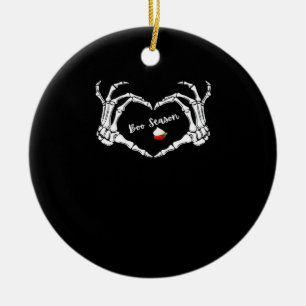 Skeleton Hand Heart Boo Season Classic Ceramic Ornament