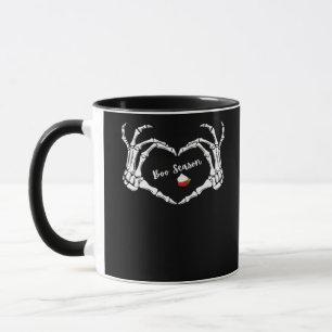 Skeleton Hand Heart Boo Season Spooky Vibe Mug