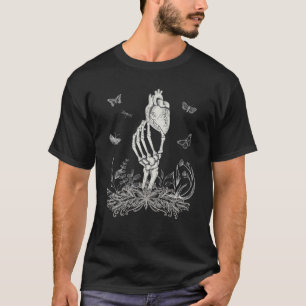 Skeleton Hand Heart Butterfly Moth Goth Gothic Fai T-Shirt