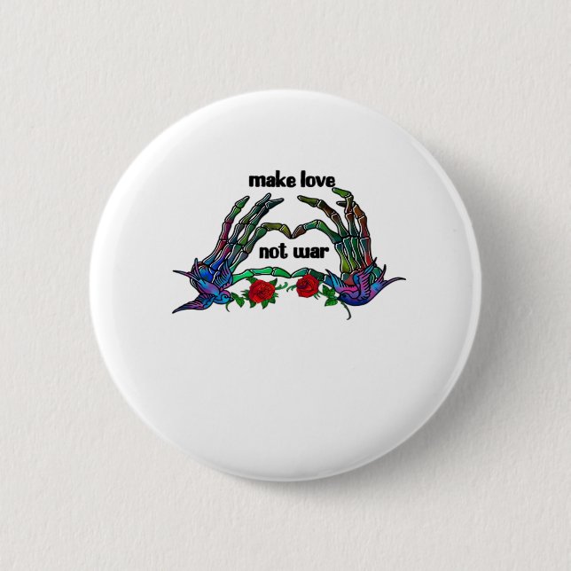 Skeleton Hand Heart Design 6 Cm Round Badge (Front)