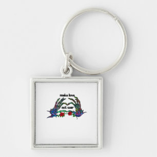 Skeleton Hand Heart Design Key Ring