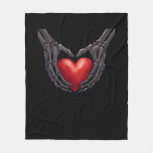 Skeleton Hand Heart Fleece Blanket
