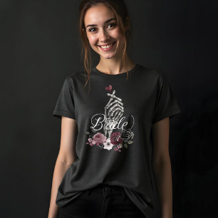 Skeleton Hand Heart Floral Gothic Watercolor Bride Tri-Blend Shirt