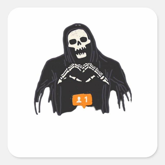 Skeleton Hand Heart Follower Classic Square Sticker (Front)