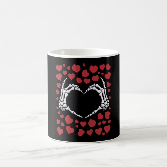 Skeleton Hand Heart Funny Bones Valentine's Day Coffee Mug (Center)