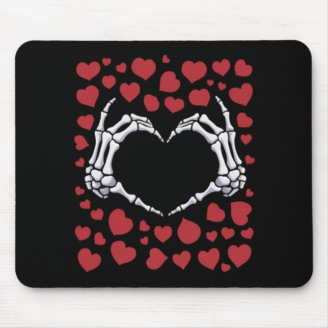 Skeleton Hand Heart Funny Bones Valentine's Day Mouse Pad (Front)