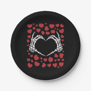 Skeleton Hand Heart Funny Bones Valentine's Day Paper Plate