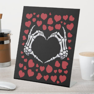 Skeleton Hand Heart Funny Bones Valentine's Day Pedestal Sign