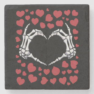 Skeleton Hand Heart Funny Bones Valentine's Day Stone Coaster