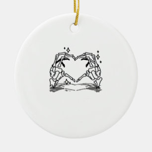 Skeleton Hand Heart Funny Design Ceramic Ornament