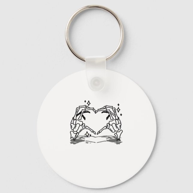 Skeleton Hand Heart Funny Design Key Ring (Front)