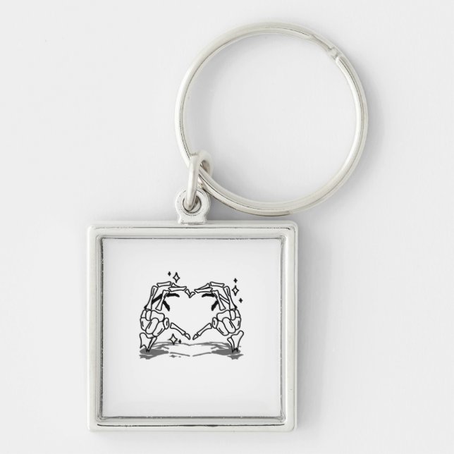 Skeleton Hand Heart Funny Design Key Ring (Front)