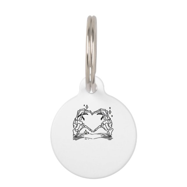 Skeleton Hand Heart Funny Design Pet Tag (Front)