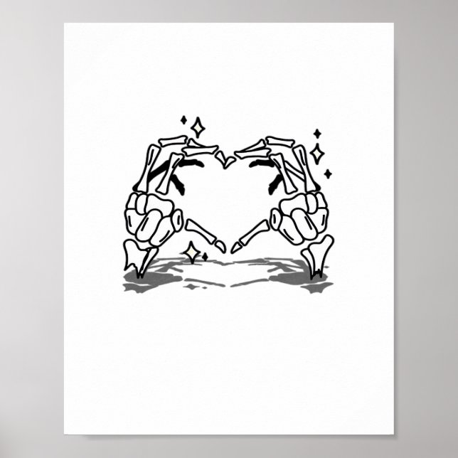 Skeleton Hand Heart Funny Design Poster (Front)