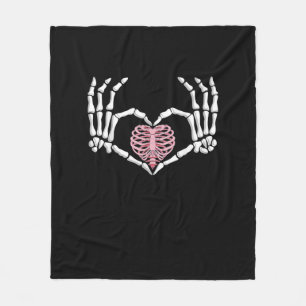 Skeleton Hand Heart Funny Halloween Women Men Fleece Blanket