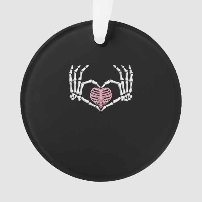Skeleton Hand Heart Funny Halloween Women Men Ornament (Front)